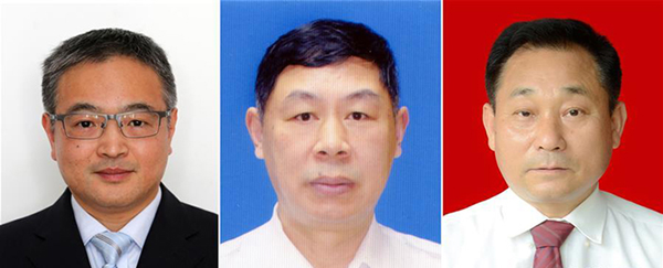 图为黄群、宋月才、姜开斌三位同道的肖像（由左至右）。